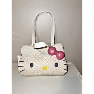 NWT Sanrio HELLO KITTY Y2K White Synthetic Quilted Top Handle Charm Boho Bag